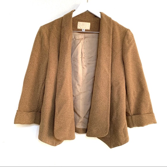 Alberto Makali Camel Open Front Drape Blazer - Picture 8 of 12